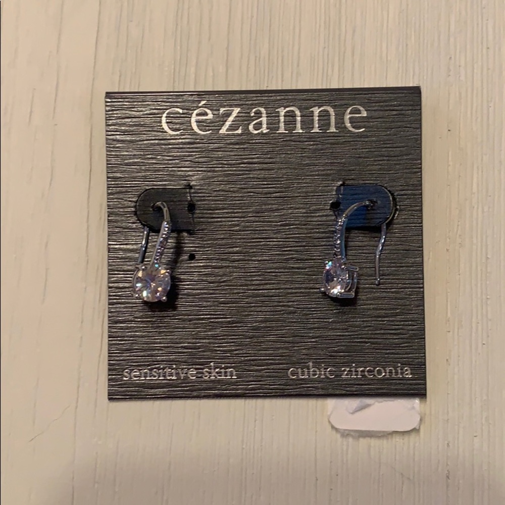 Cubic Zirconia drop diamond earrings